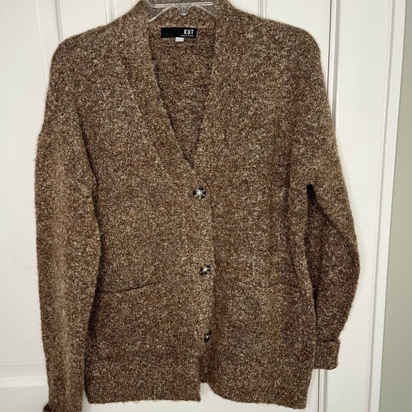 KUT FROM THE KLOTH Addie Cardigan in Brown Button Front Size XS Comfy Neutral - Picture 4 of 15